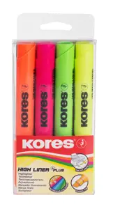 HIGH LINER PLUS, komplektas, mišrios spalvos, plastikiniame dėkle - 4 vnt. (geltona, rožinė, oranžinė, žalia)