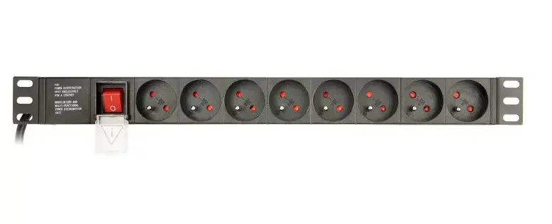 GEMBIRD PDU 8x prancūziškas lizdas 1U 10A 3m C14 kištukas