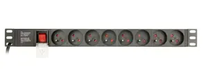 GEMBIRD PDU 8x prancūziškas lizdas 1U 10A 3m C14 kištukas