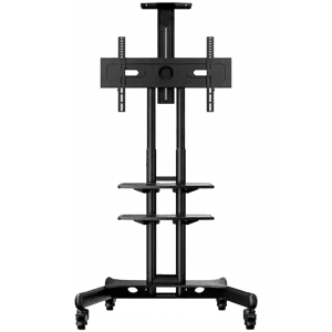 ONKRON Mobile TV Stand for 40-70” TVs with Wheels Shelves Height Adjustable Rolling TV Cart, Black