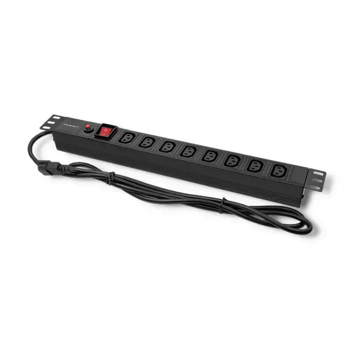 QOLTEC 53998 Apsauga nuo viršįtampių Qoltec RACK 19 1U 10A PDU 8xIEC C13 2m