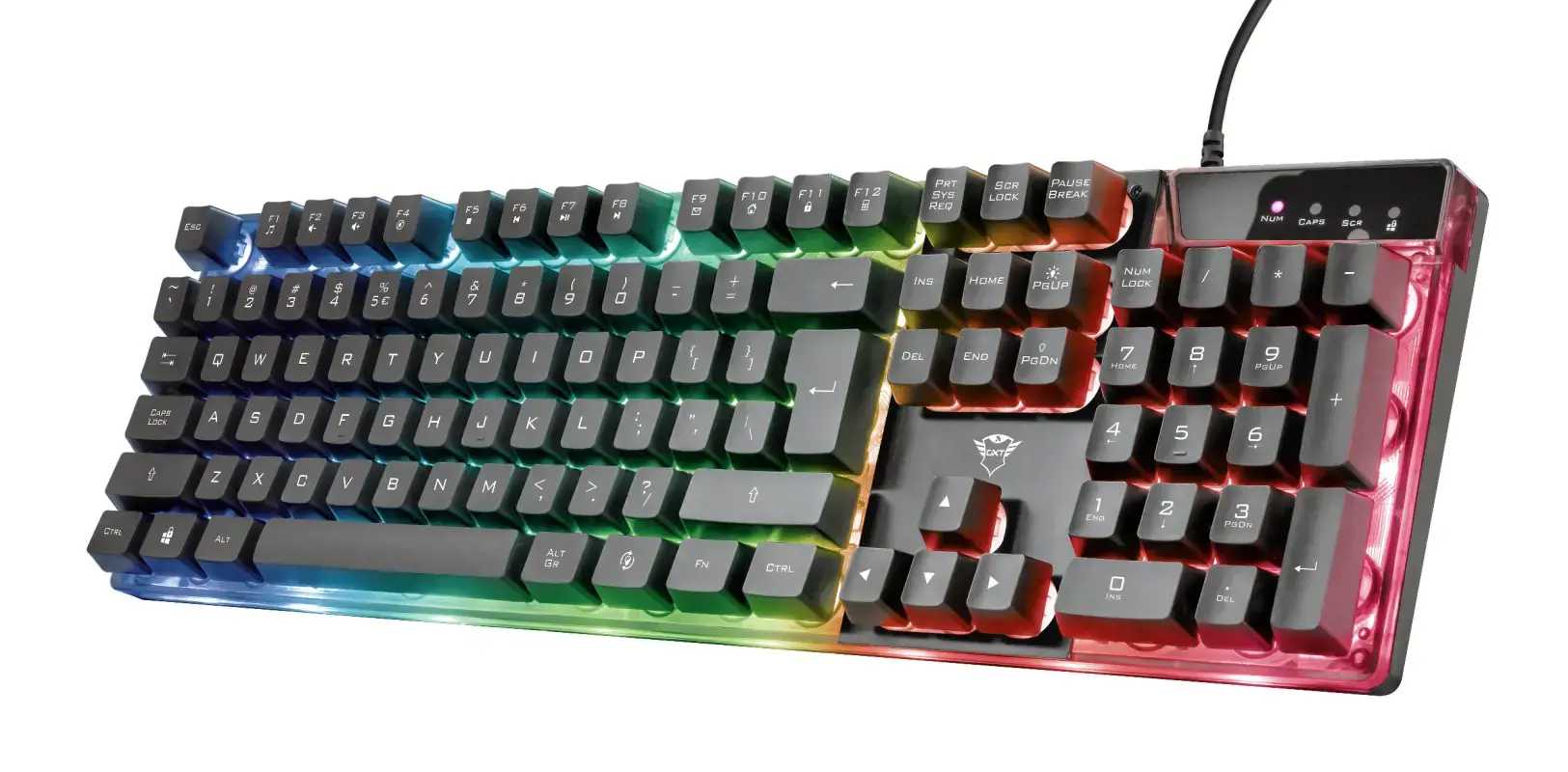 "Trust GXT 835 Azor", pilno dydžio (100%), USB, mechaninis, QWERTY, LED, juodas