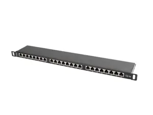 LANBERG PPS5-0024-B Lanberg Patch Panel 24 prievadų 0,5U, kat. 5e, ekranuota, juoda