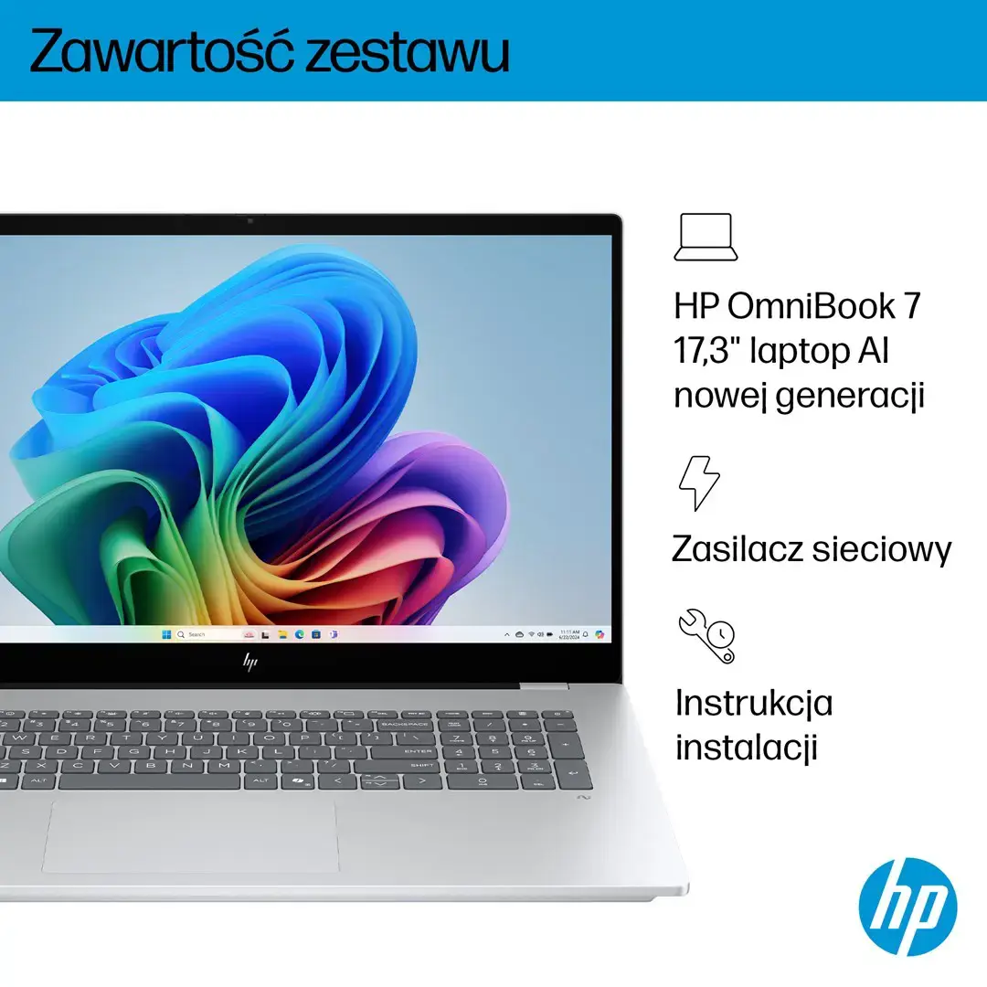 HP OmniBook 7 Next Gen AI 17-dc0219nw Copilot+ PC Intel Core Ultra 5 226V laptop 43.9 cm (17.3") touchscreen Full HD 16 GB LPDDR5x-SDRAM 1 TB SSD Wi-Fi 7 (802.11be) Windows 11 Home Silver