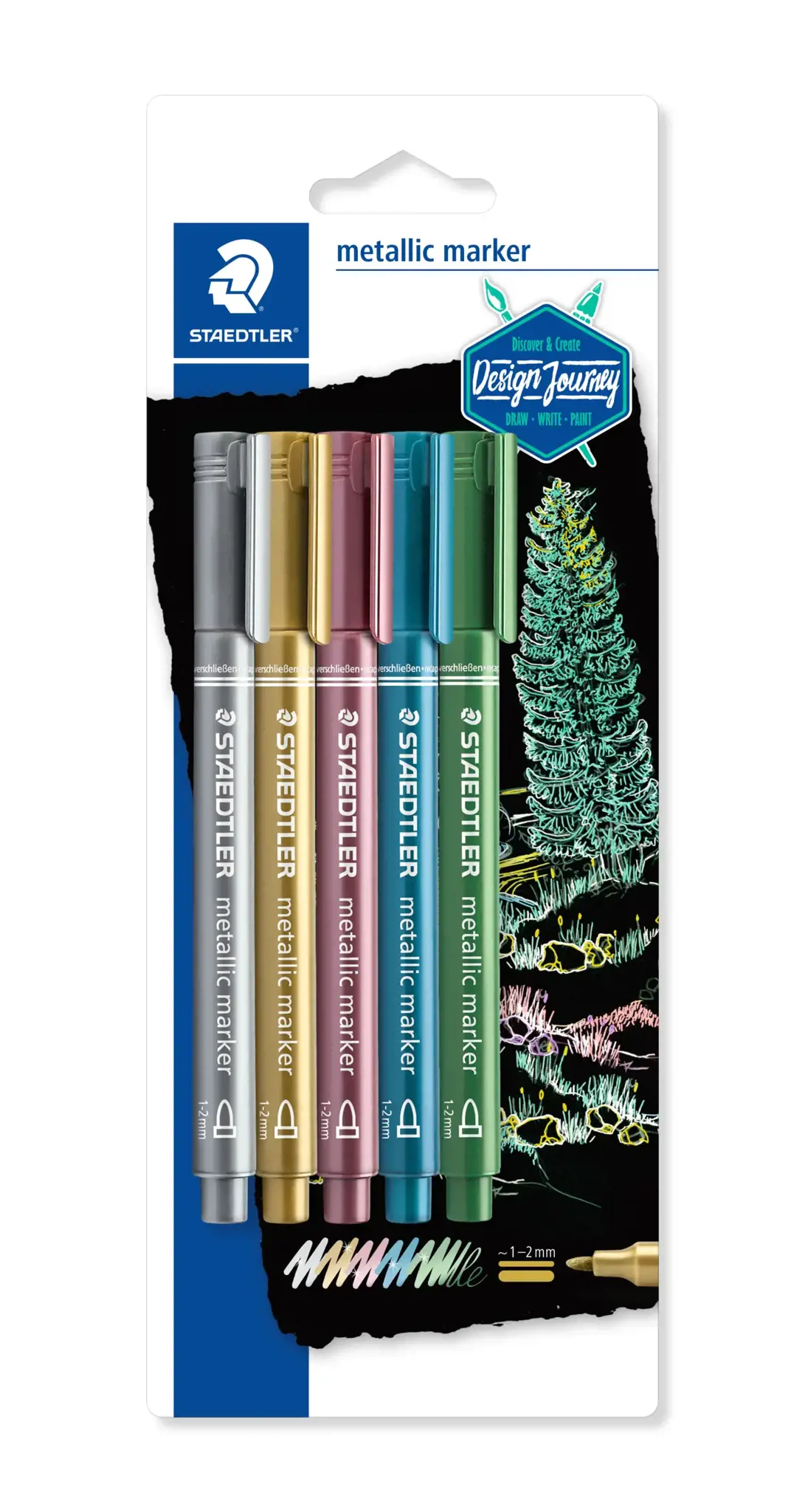 Žymeklis STAEDTLER Metallic, 5 vnt., įvairių sp.