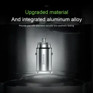 "Baseus" kvadratinis metalinis automobilinis įkroviklis USB+Type-C 30W PPS (PD3.0/QC4.0/SCP/AFC) juodas (juodas)