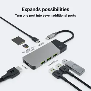 ŽALIAS KEMPINIS HUBAS USB-C GC Connect 3xUSB 3.1 HDMI 4K 60Hz PD 85W