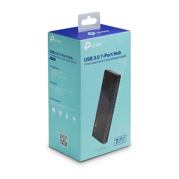 TP-Link UH700, USB 3.2 Gen 1 (3.1 Gen 1) Micro-B, USB 3.2 Gen 1 (3.1 Gen 1) Type-A, 5000 Mbps, juoda, 1 m, USB