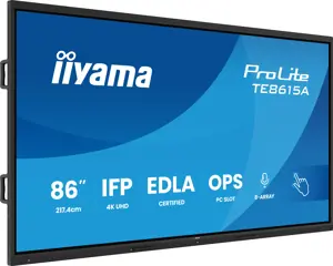 iiyama TE8615A-B1AG, Interactive flat panel, 2.17 m (85.6"), 3840 x 2160 pixels, Wi-Fi