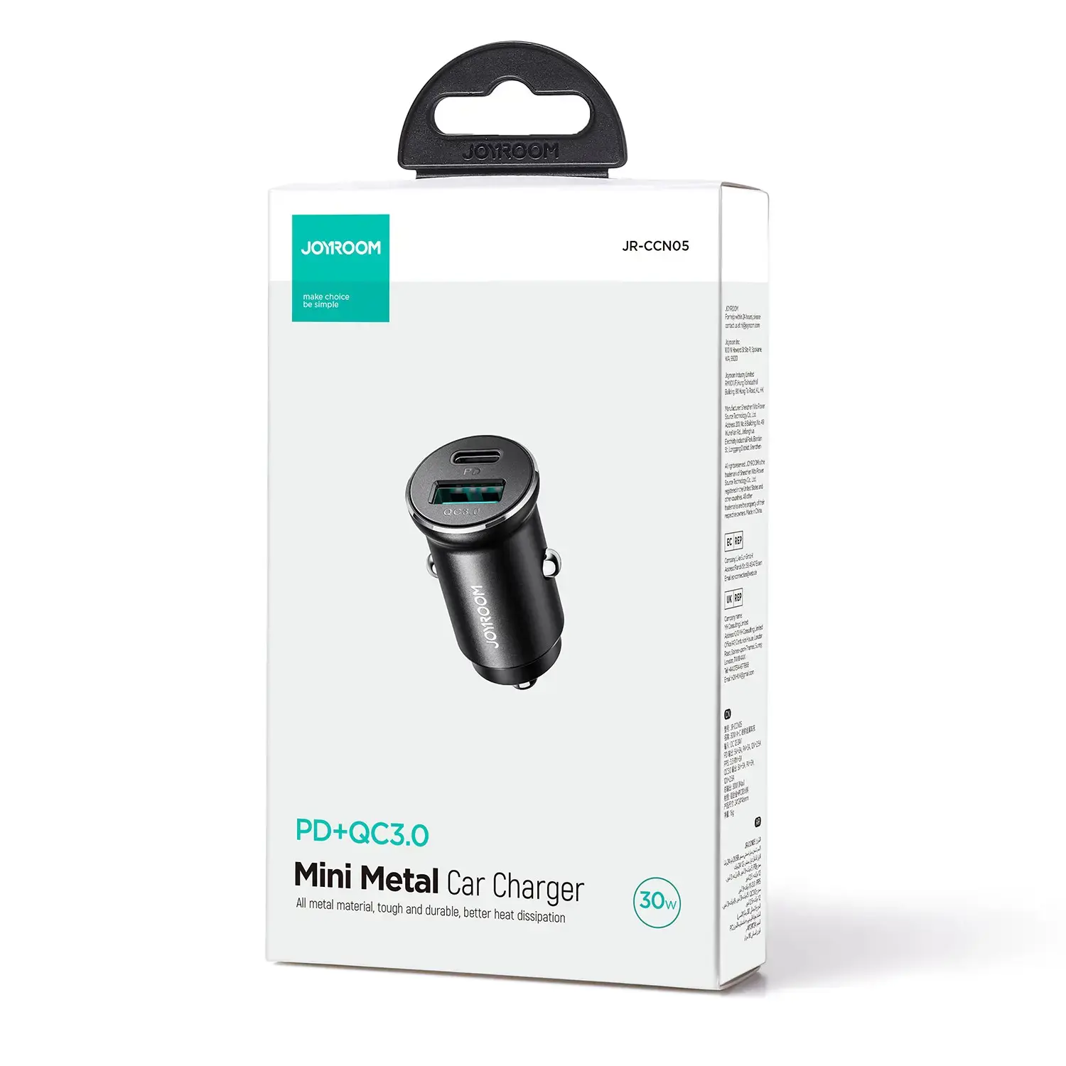 Automobilinis įkroviklis Joyroom CCN05 USB-C/USB-A 30W juodas