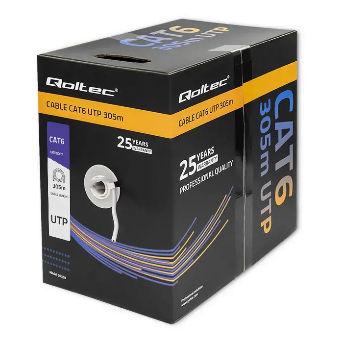 QOLTEC 50359 UTP tinklo kabelis CAT6 305 m PVC pilkos spalvos