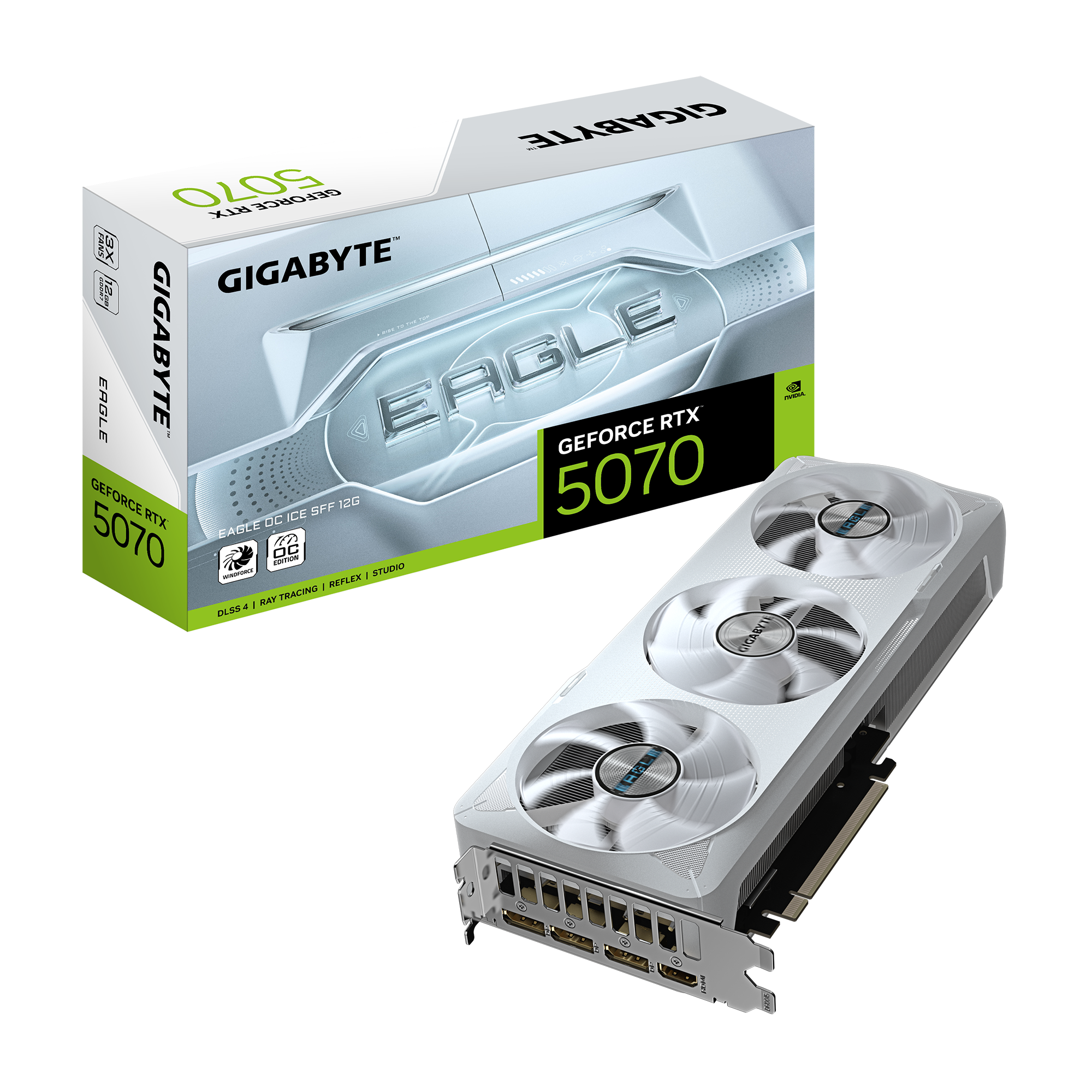 Vaizdo plokštė GIGABYTE GeForce RTX 5070 12 GB, GDDR7, GV-N5070EAGLEOC ICE-12GD