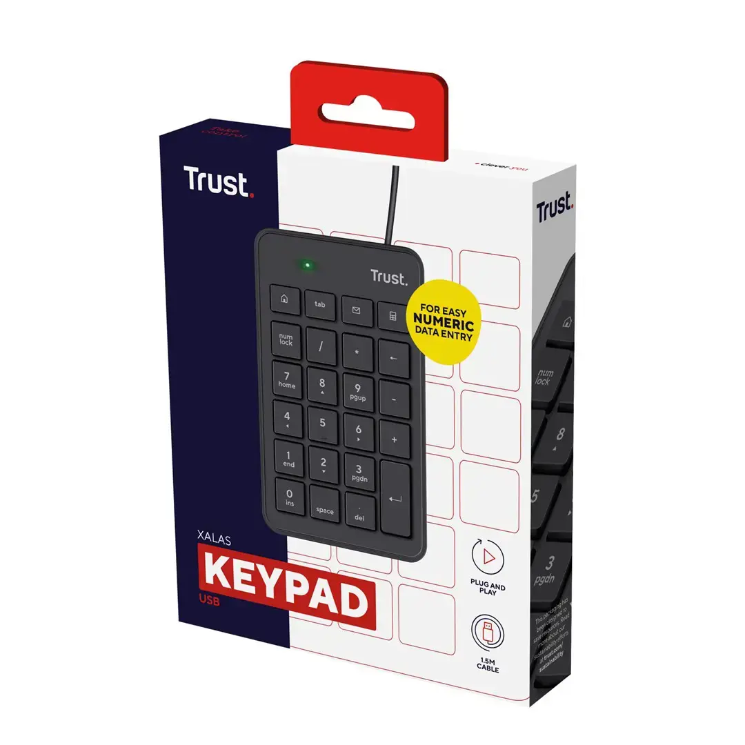 Trust 22221, USB, 23, Nešiojamasis kompiuteris/PC, 1,5 m, juodas