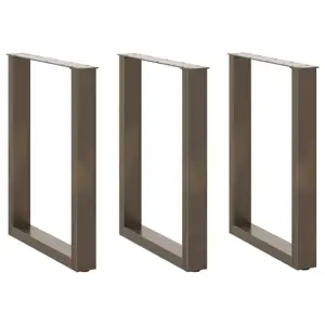 Valgomojo stalo kojelės, U formos, 3 vnt., natūralus plienas, 70x(72-73) cm, plienas