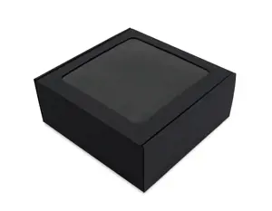 Dovanų dėžutė, juoda, kvadratinė, su langeliu