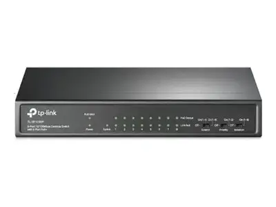 "TP-Link" 9 prievadų 10/100 Mbps stalinis komutatorius su 8 prievadais PoE+, nevaldomas, Fast Ethernet (10/100), maitinimas per Ethernet (PoE)