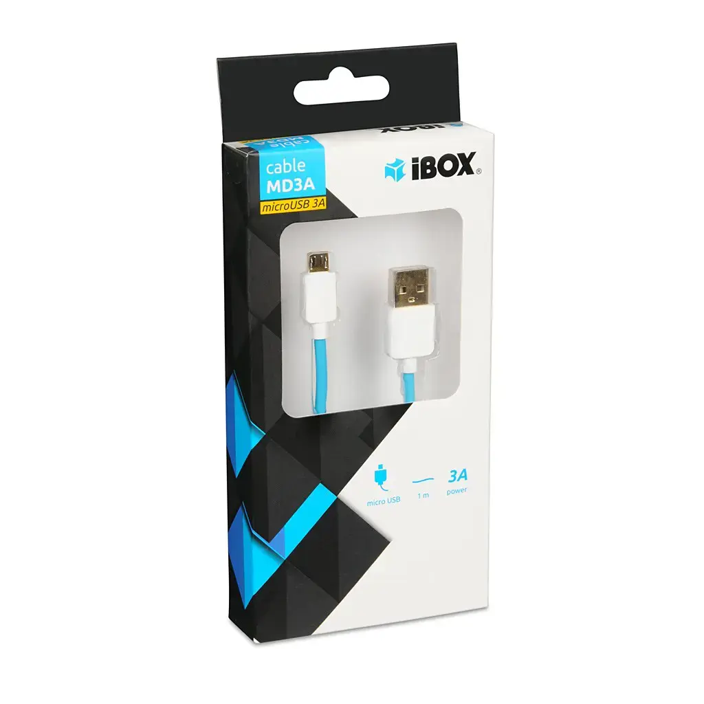 IBOX microUSB duomenų + maitinimo kabelis 1 m