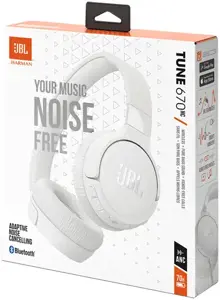 JBL belaidės ausinės Tune 670NC, baltos spalvos