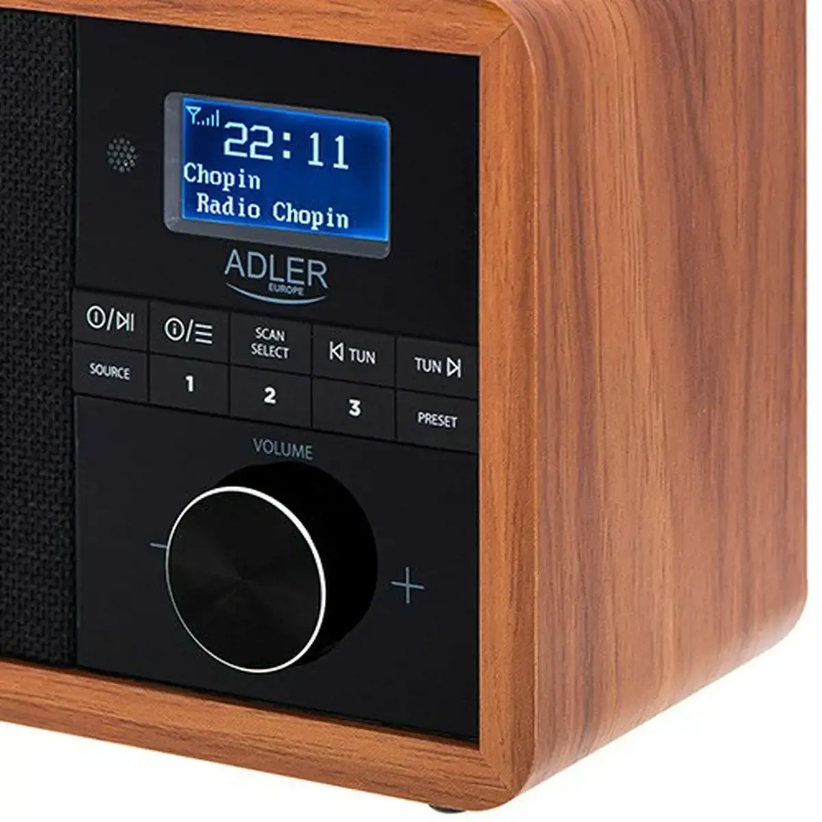 "Adler Radio" DAB+ "Bluetooth" AD 1184. LCD ekranas, juodos/rudos spalvos, žadintuvo funkcija