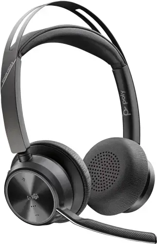 Poly Voyager Focus 2 MS Teams Belaidės ausinės, Bluetooth, USB-C/A Adapter, Charging stand, Juoda