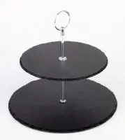 Stovelis,  2 aukštų, skalūnas/chromuotas metalas, D 25 cm, H 24 cm