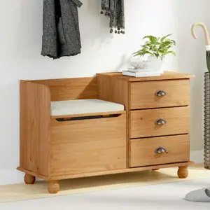Įėjimo saugyklos suola Ruda 100 x 39 x 62 cm Pušies masyvas
