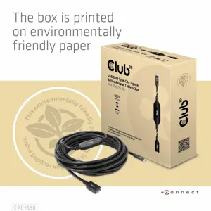 CLUB3D USB Gen1 Type-C to Type-A Active Adapter Cable 5Gbps M/F 10m/32.8ft, 10 m, USB C, USB A, USB 3.2 Gen 1 (3.1 Gen 1), 5000 Mbit/s, Black