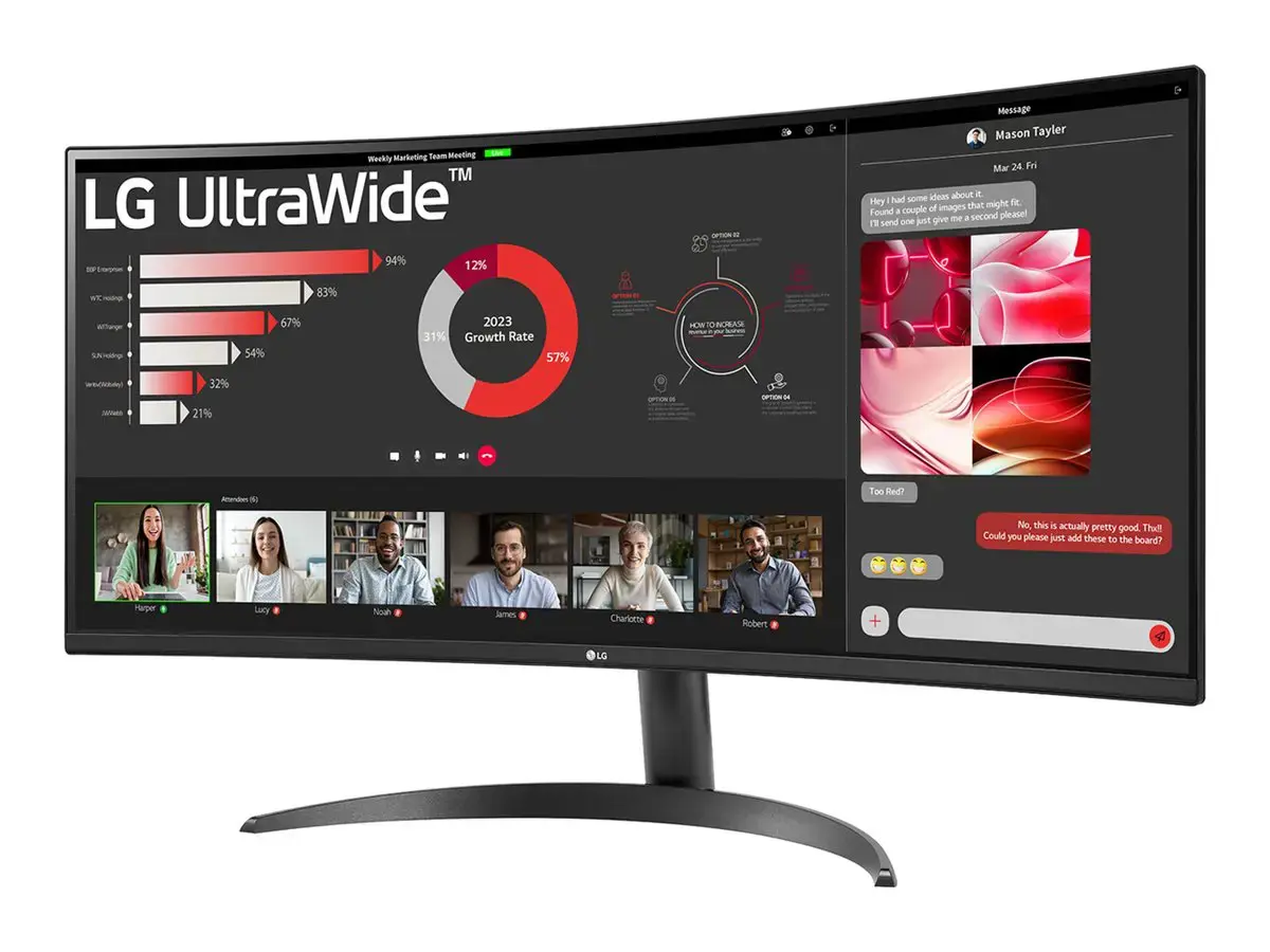 LCD Monitor LG 34" Curved/21 : 9 Panel VA 3440x1440 21:9 100 Hz 5 ms Tilt 34WR50QK-B
