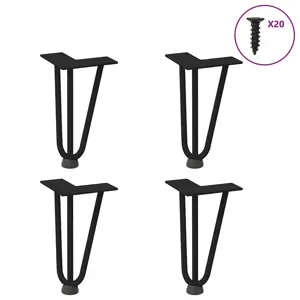 Kavos staliuko kojelės, 4 vnt., juodos, 20 cm, plienas, segtukai