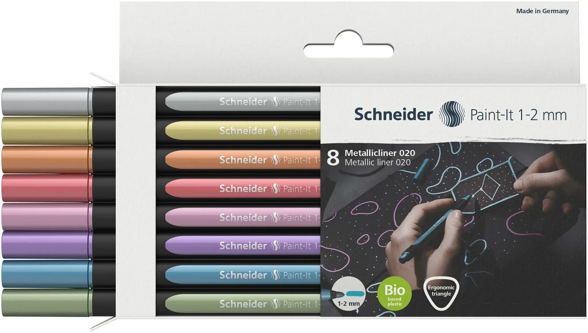 Žymeklių rinkinys SCHNEIDER Paint-lt, 1-2 mm, 8 vnt