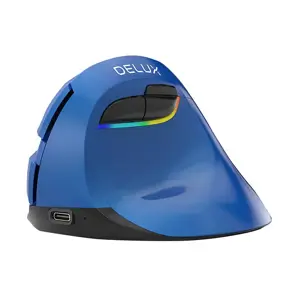Belaidė vertikalioji pelė "Delux M618Mini BT/2.4G 4000DPI RGB (mėlyna)