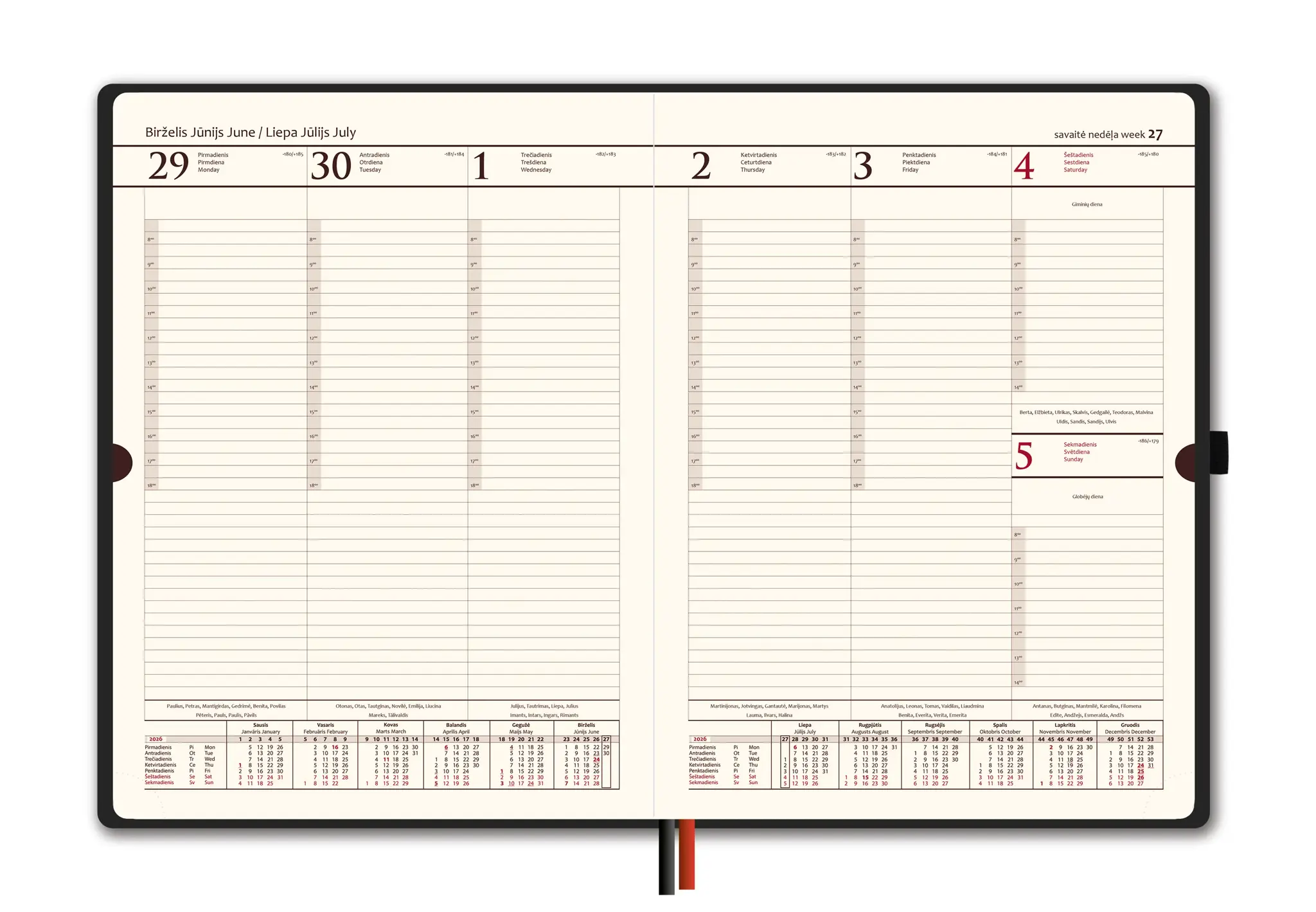 Kalendorius AMBASSADOR BLACK EDITION 2026, PU, A4, mėlyna (Baltic)