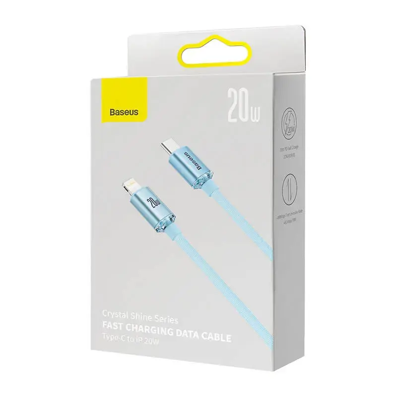 Baseus cable Crystal Shine USB-C - Lightning 2,0 m 20W sky blue