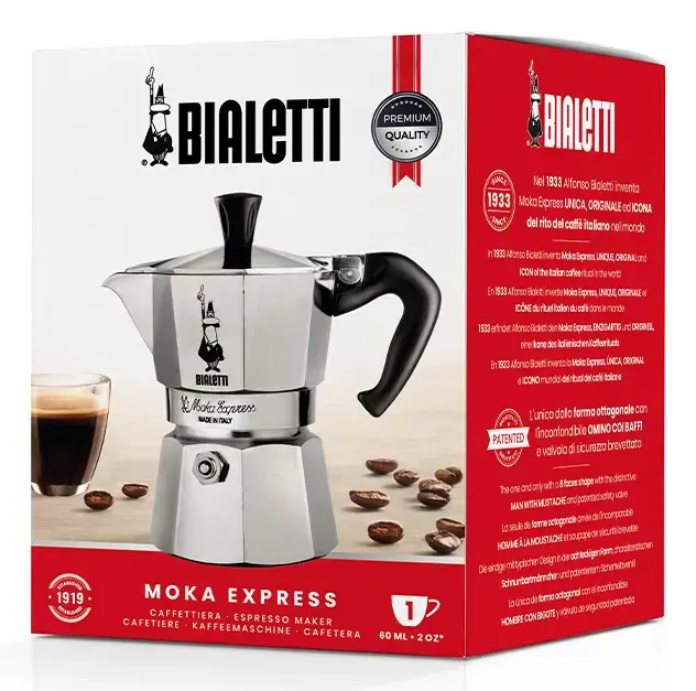 "Bialetti Moka Express" Moka puodas 0,06 l, aliuminis, juodas
