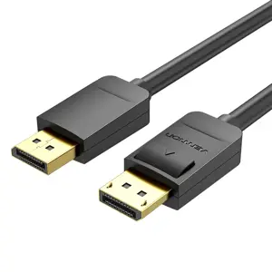 "Vention DP" kabelis 2M juodas, 2 m, DisplayPort, DisplayPort, vyriškas, vyriškas, 3840 x 2160 taškų