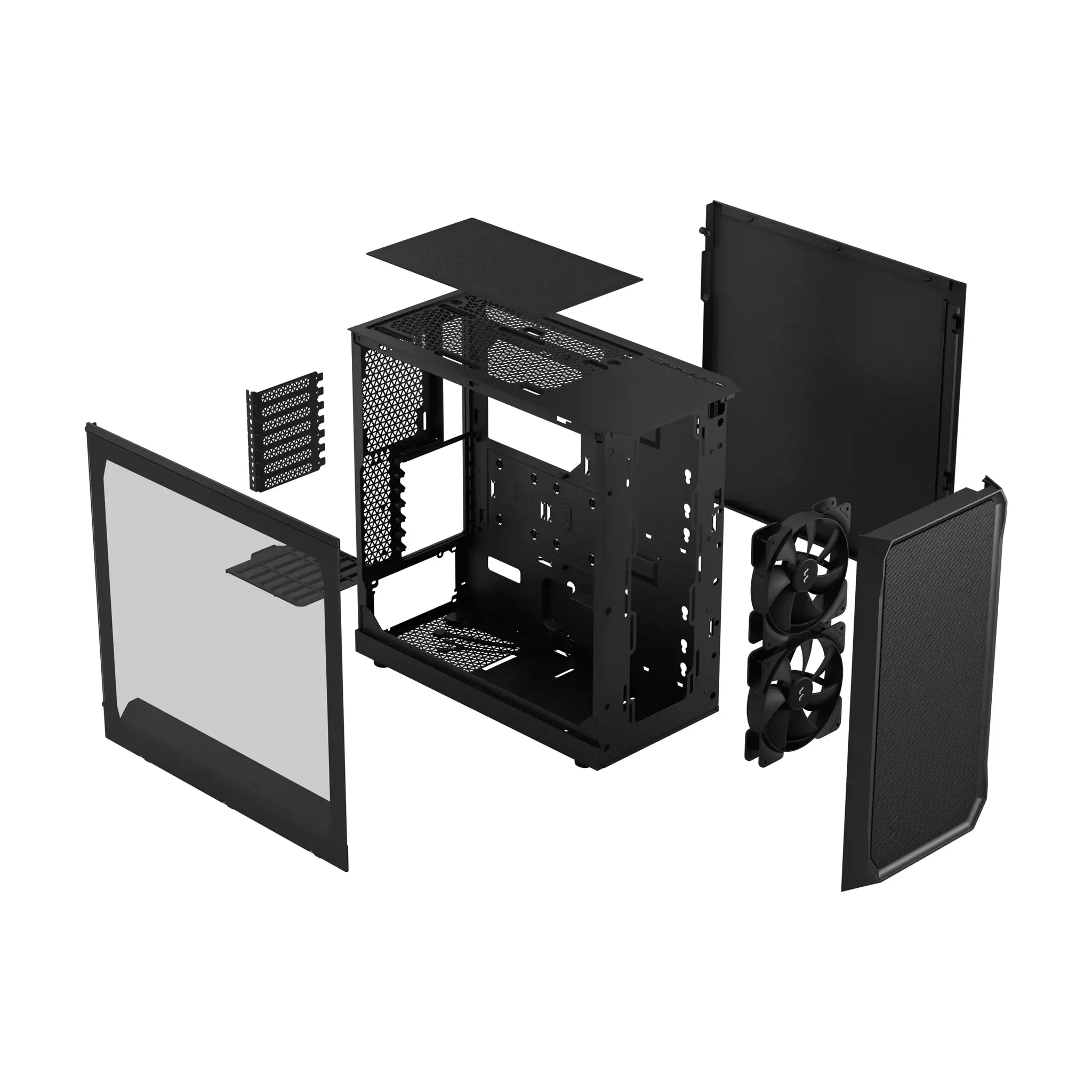 Fractal Design Focus 2 Black TG Clear Tint, Midi Tower, Maitinimo šaltinis pridedamas Ne