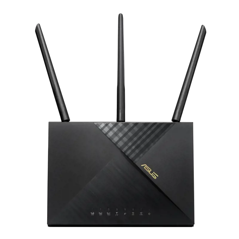 ASUS 4G-AX56, "Wi-Fi 6" (802.11ax), dviejų dažnių (2,4 GHz / 5 GHz), Ethernet LAN, 3G, juodas, stalinis maršrutizatorius