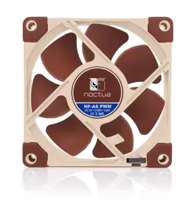 Noctua NF-A8 PWM kompiuterio aušinimo sistema Kompiuterio korpuso ventiliatorius 8 cm, smėlio spalvos, rudas