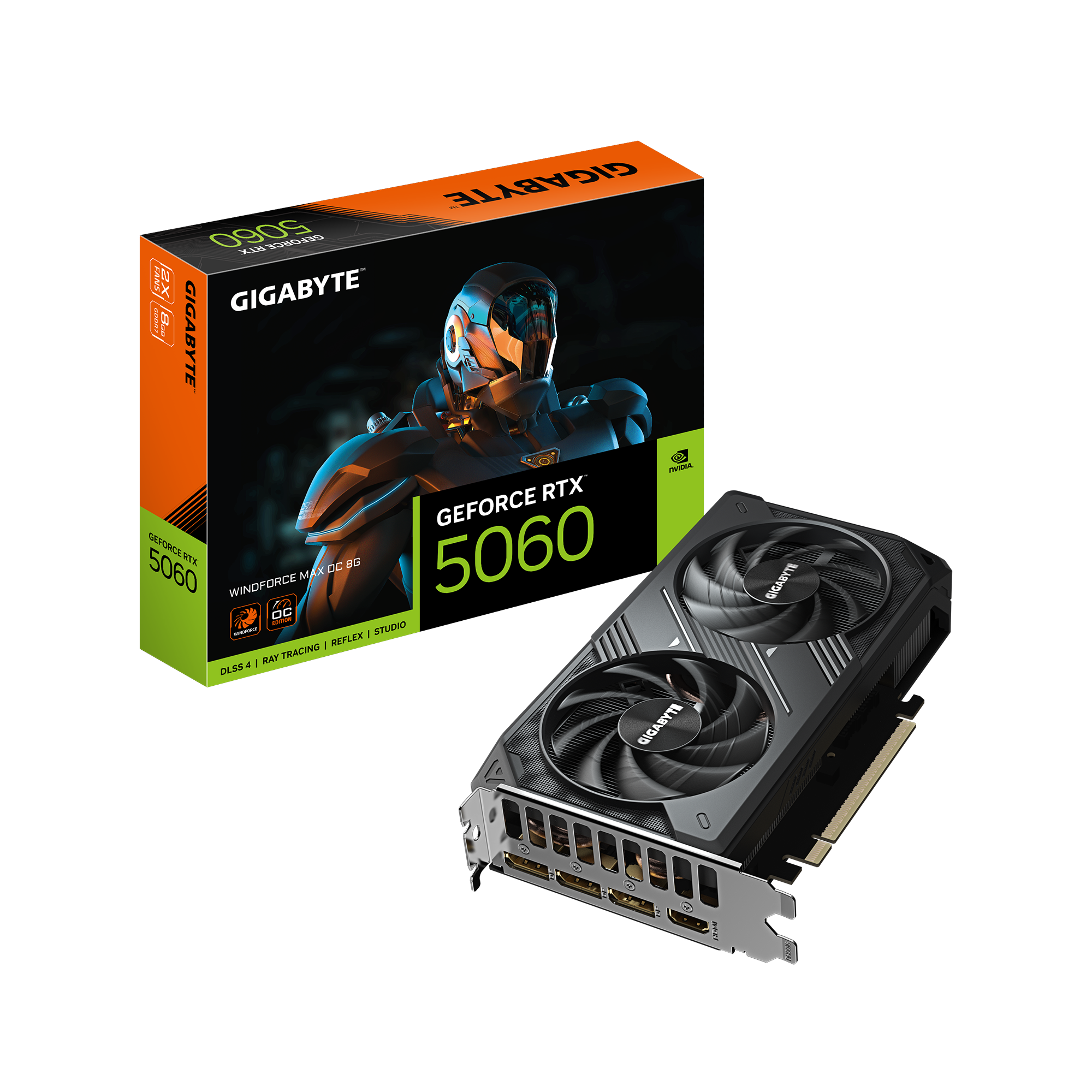 Vaizdo plokštė GIGABYTE GeForce RTX 5060 8 GB, GDDR7, GV-N5060WF2MAX OC-8GD