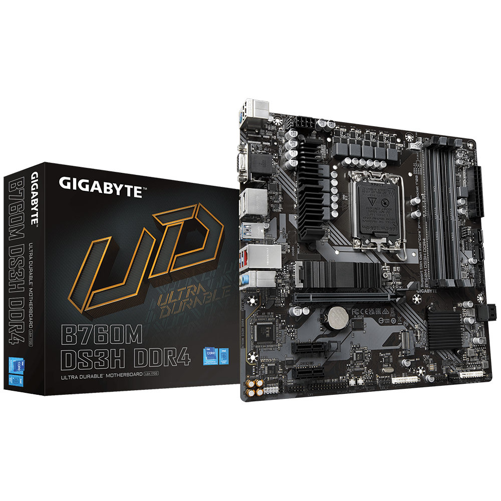 Gigabyte B760M DS3H DDR4, "Intel", LGA 1700, "Intel® Celeron®", "Intel® Core™ i3", "Intel® Core™ i3", "Intel® Core™ i5", "Intel® Core™ i7", "Intel® Core™ i9",..., LGA 1700, DDR4-SDRAM, 128 GB