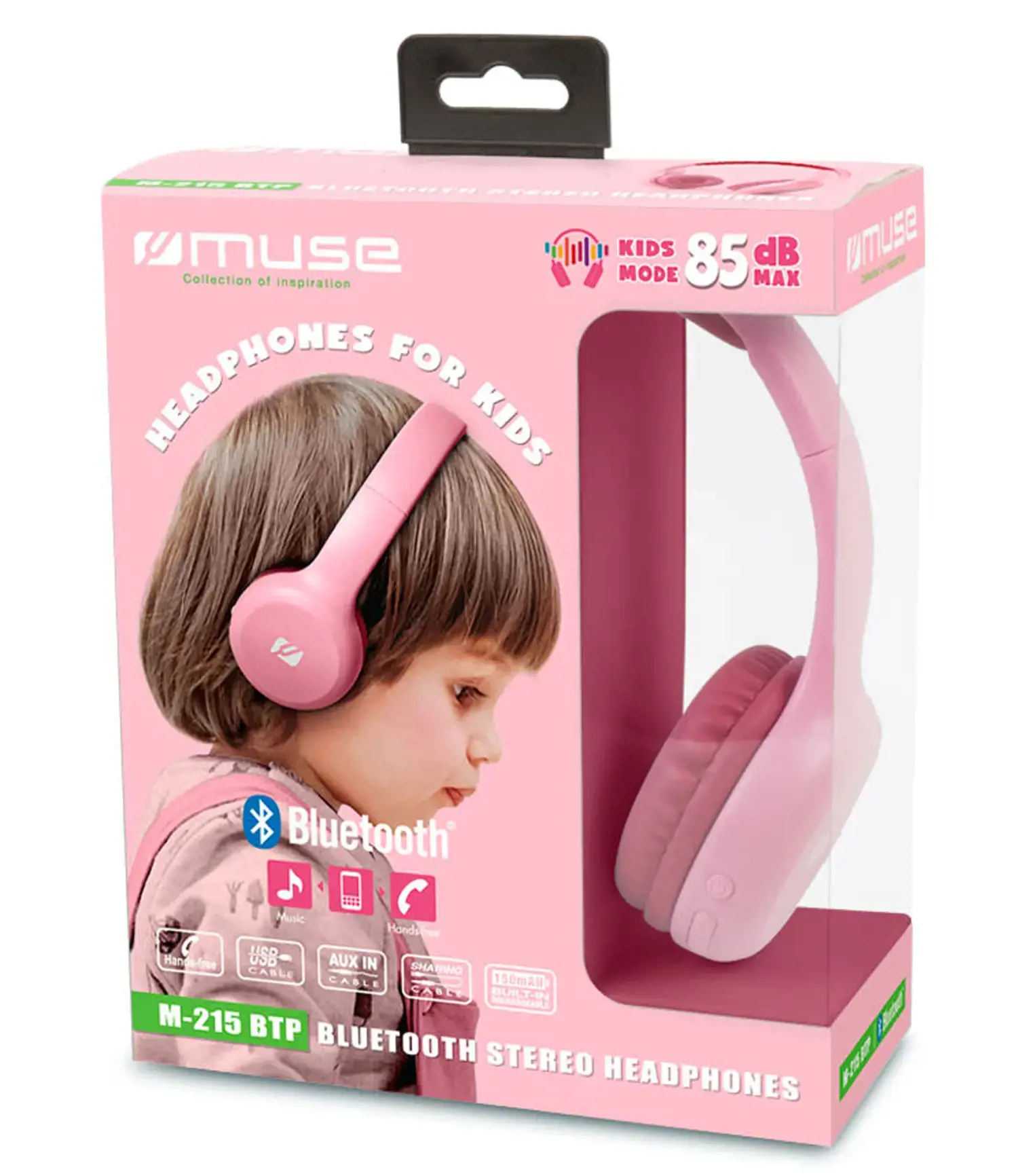 Vaikiškos ausinės MUSE ant ausų, 85db, rožinis / M-215 BTP / 4500048