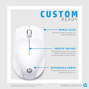 HP Wireless Mouse 220 (Snow White), Optical, RF Wireless, White