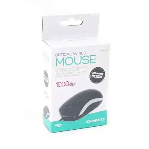 Omega OM07VW standartinė kompiuterio pelė su / 1000 DPI / USB / balta