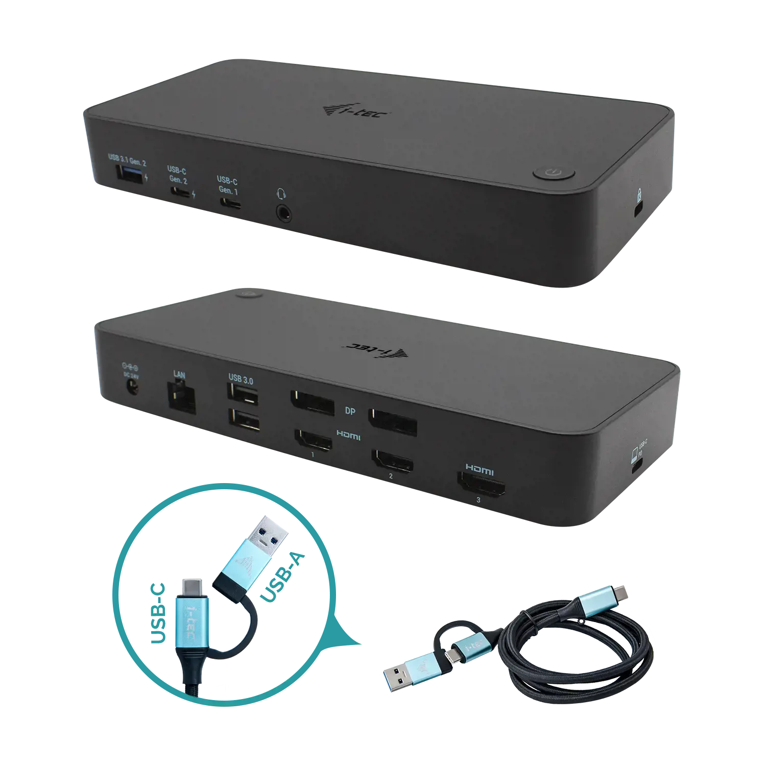 I-TEC USB 3.0 / USB-C / "Thunderbolt" 3x 4K doko stotelė + 100 W maitinimo šaltinis