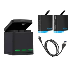 "Telesin" 3 lizdų įkroviklio dėžutė, skirta "GoPro Hero 8" + 2 baterijos (GP-BNC-801)