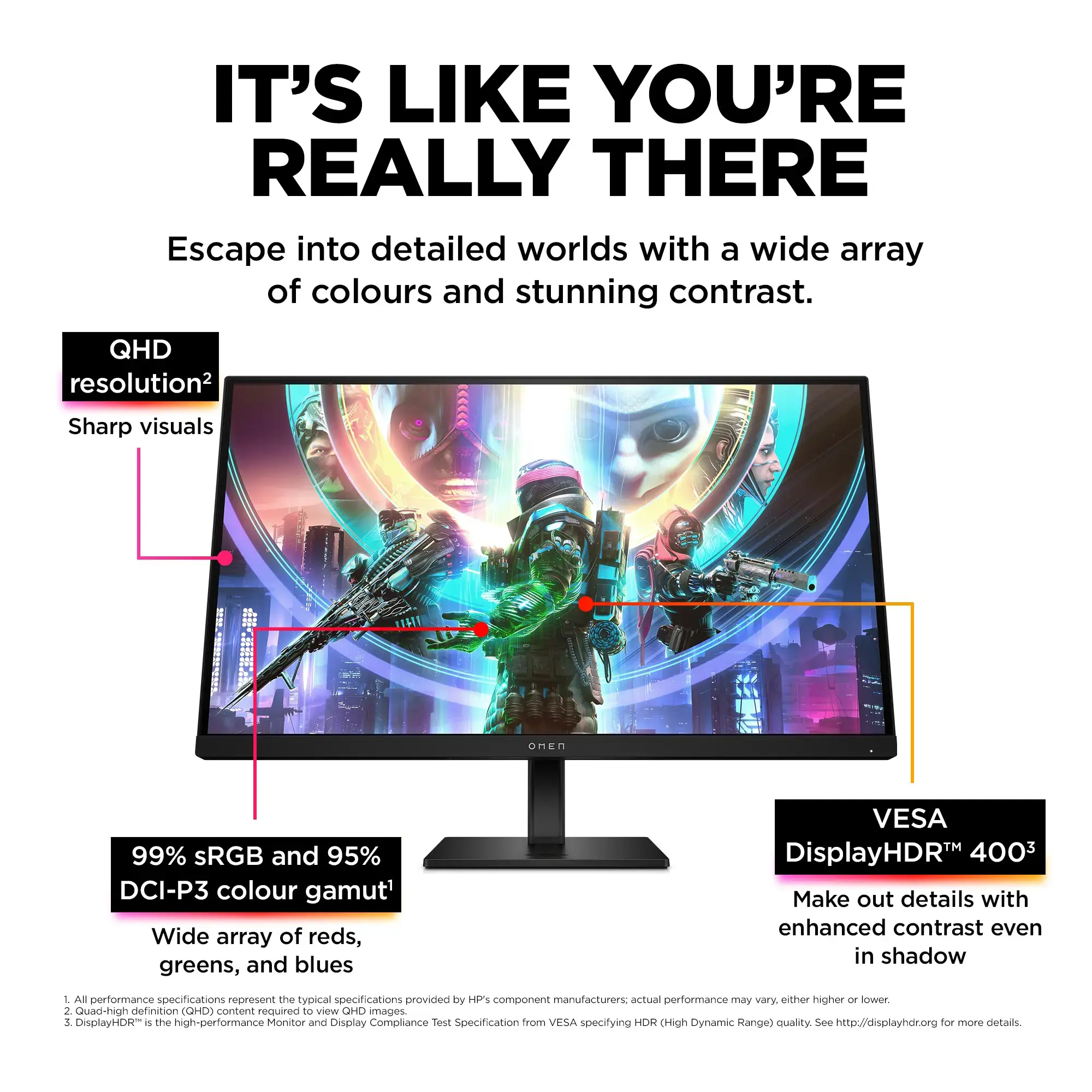 "HP OMEN by HP 27qs", 68,6 cm (27"), 2560 x 1440 taškų, "Quad HD", 1 ms, juodas