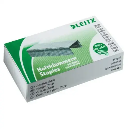 "Leitz Power Performance P3 24/6", 1000 segtukų, 24/6, plieniniai, "Leitz", 50 g, 15 x 68 x 35 mm