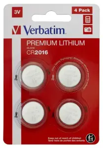 "Verbatim CR2016", vienkartinė baterija, CR2016, ličio, 3 V, 4 vnt., sidabrinė