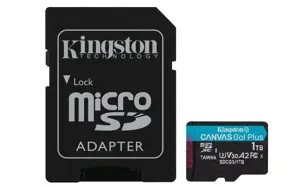 Kingston Technology 1TB microSDXC Canvas Go Plus 170R A2 U3 V30 Card + ADP, 1 TB, MicroSD, Class 10…