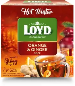 Vaisinė arbata LOYD Hot Winter, su apelsinais ir imbieru, 15 x 3 g